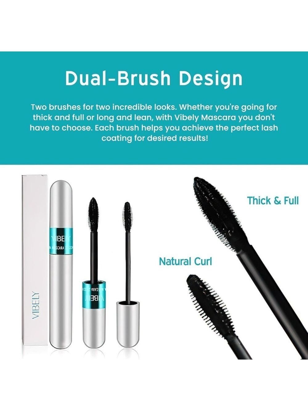 New Lash Cosmetics Vibely 4D Mascara w/ Dual Brushes For Long, Voluminous Lashes - Picture 4 of 15
